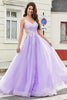 Load image into Gallery viewer, Lilac A Line Appliques Long Formal Dress with Accessory