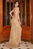Load image into Gallery viewer, Golden Sequins Long Formal Dress with Accessory