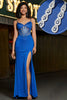 Load image into Gallery viewer, Beading Royal Blue Mermaid Glitter Corset Formal Dress with Accessory