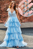 Tiered Tulle Sweetheart Bow Tie Straps Sequin Formal Dress with Accessory