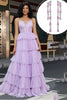 Load image into Gallery viewer, Purple Princess A Line Tiered Corset Formal Dress with Accessory