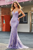 Load image into Gallery viewer, Beading Lilac Sparkly Mermaid Long Formal Dress with Accessory