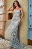 Load image into Gallery viewer, Stylish Mermaid One Shoulder Dark Green Sequins Formal Dress with Accessory