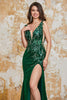 Load image into Gallery viewer, Sparkly Dark Green Mermaid Formal Dress with Accessory