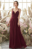 Burgundy Chiffon Bridesmaid Dress