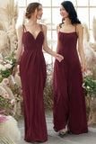 Burgundy Chiffon Bridesmaid Dress