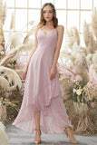 Blush High Low Chiffon Bridemaid Dress