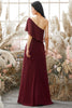 Load image into Gallery viewer, One Shoulder Burgundy Chiffon Bridesmaid Dress