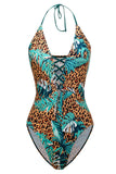 Green Leopard Printed Swimsuits