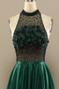Load image into Gallery viewer, Dark Green Long Beaded Formal Dress With Flowers