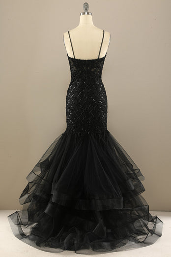 Mermaid Black Sequin Long Formal Dress