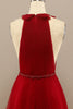 Load image into Gallery viewer, Red Pleated Long Chiffon Formal Dress