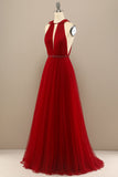 Red Pleated Long Chiffon Formal Dress