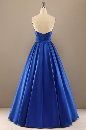 Simple Royal Blue Long Prom Dress