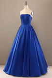 Simple Royal Blue Long Prom Dress