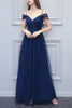 Load image into Gallery viewer, A-line V-neck Long Tulle Bridesmaid Dress