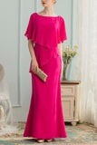 A-line Long Chiffon Mother Dress With Beading