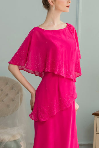 A-line Long Chiffon Mother Dress With Beading