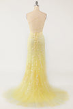 Mermaid Spaghetti Straps Light Pink Long Formal Dress with Appliques