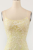 Yellow Mermaid Long Prom Dress with Appliques