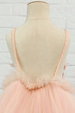 Pink Tulle Spaghetti Straps Flower Girl Dress