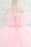 Pink High Low Flower Girl Dress