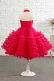 Fuchsia Halter Flower Girl Dress