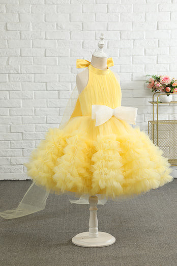 Yellow Halter Flower Girl Dress