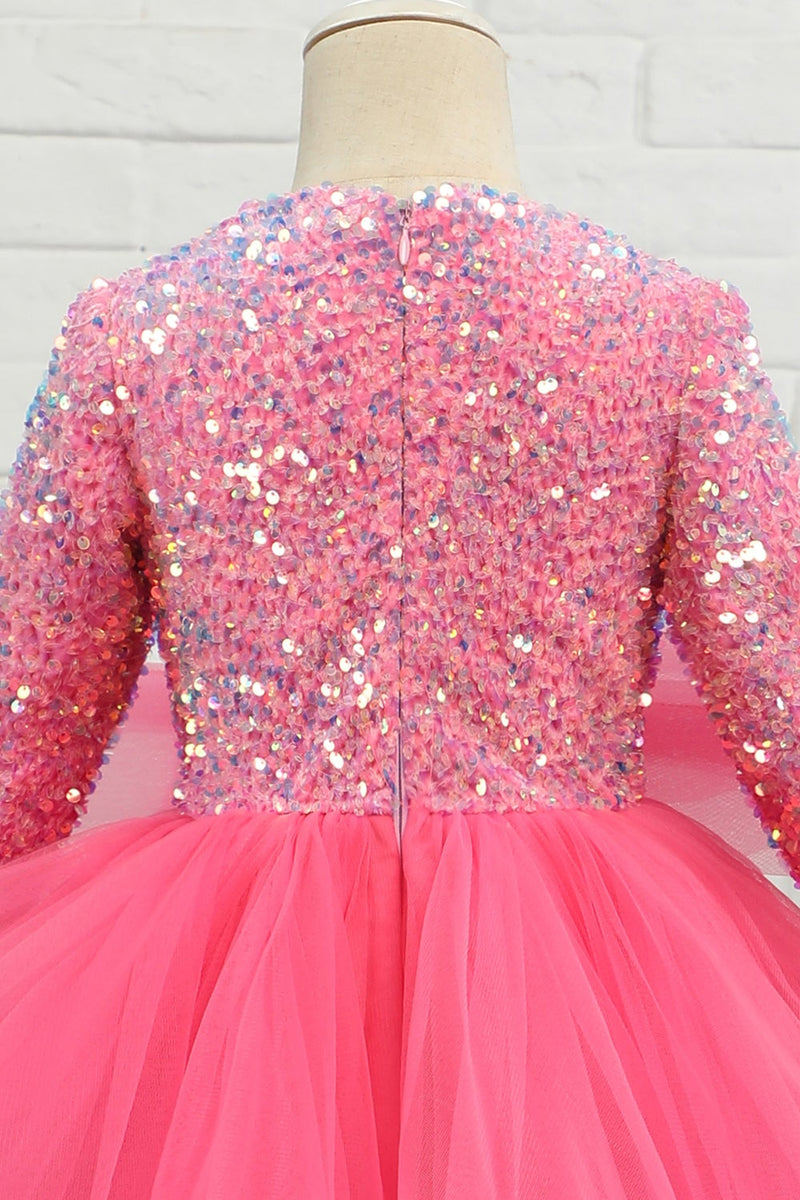 Load image into Gallery viewer, Fuchsia Tulle Sequins Flower Girl Dress
