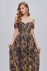 Load image into Gallery viewer, Glitter Brown Off the Shoulder Formal Dress with Slit