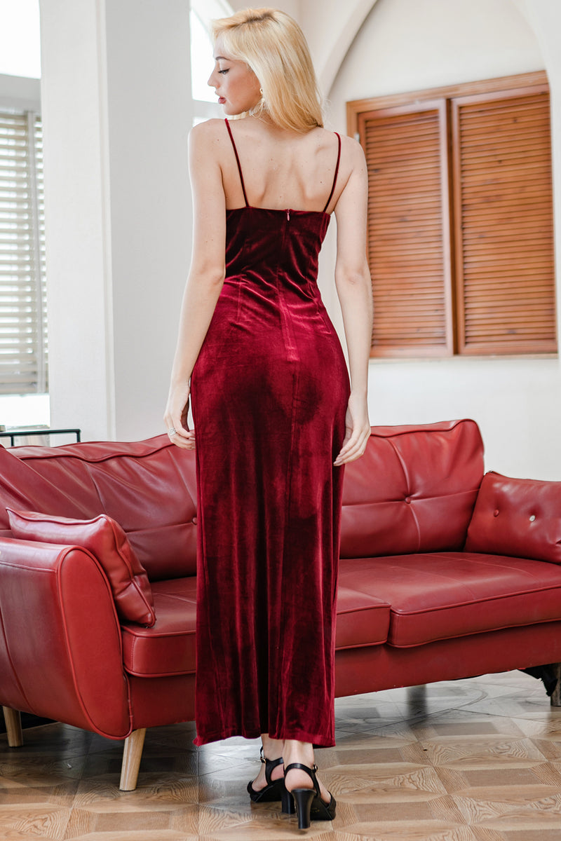 Load image into Gallery viewer, Red Velvet Evening Party Formal Dress