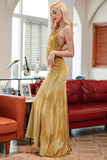 Yellow Velvet Evening Party Dress