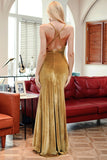 Yellow Velvet Evening Party Dress