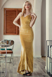 Yellow Velvet Evening Party Dress