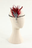 Black Beaded Feather Pearl 1920s Flapper Headband