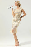 Golden Gatsby Glitter Fringe 1920s Flapper Dress