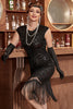 Load image into Gallery viewer, Black Gatsby Glitter Fringe 1920s Flapper Dress