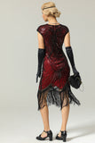 Black Gatsby Glitter Fringe 1920s Flapper Dress