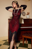 Red Gatsby Glitter Fringe 1920s Flapper Dress