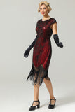 Black Gatsby Glitter Fringe 1920s Flapper Dress