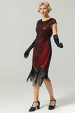 Burgundy Gatsby Glitter Fringe 1920s Dress