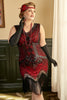 Load image into Gallery viewer, Red Sequin Plus Size 1920s Dress with Fringes