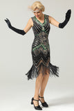 Black Glitter Fringe 1920s Flapper Dress