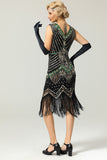 Red & Black Glitter Fringe 1920s Flapper Dress