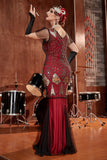 Burgundy Long 1920s Sequins Flapper Formal Dress