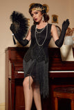 Black 1920s Sequined Flapper Dress