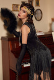 Black 1920s Sequined Flapper Dress