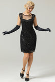 Black 1920s Sequined Flapper Dress