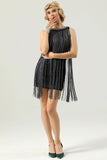 Round Neck Black Fringed 1920's Dress