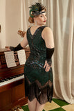 Sequin Dark Green Plus Size 1920s Flapper Dress